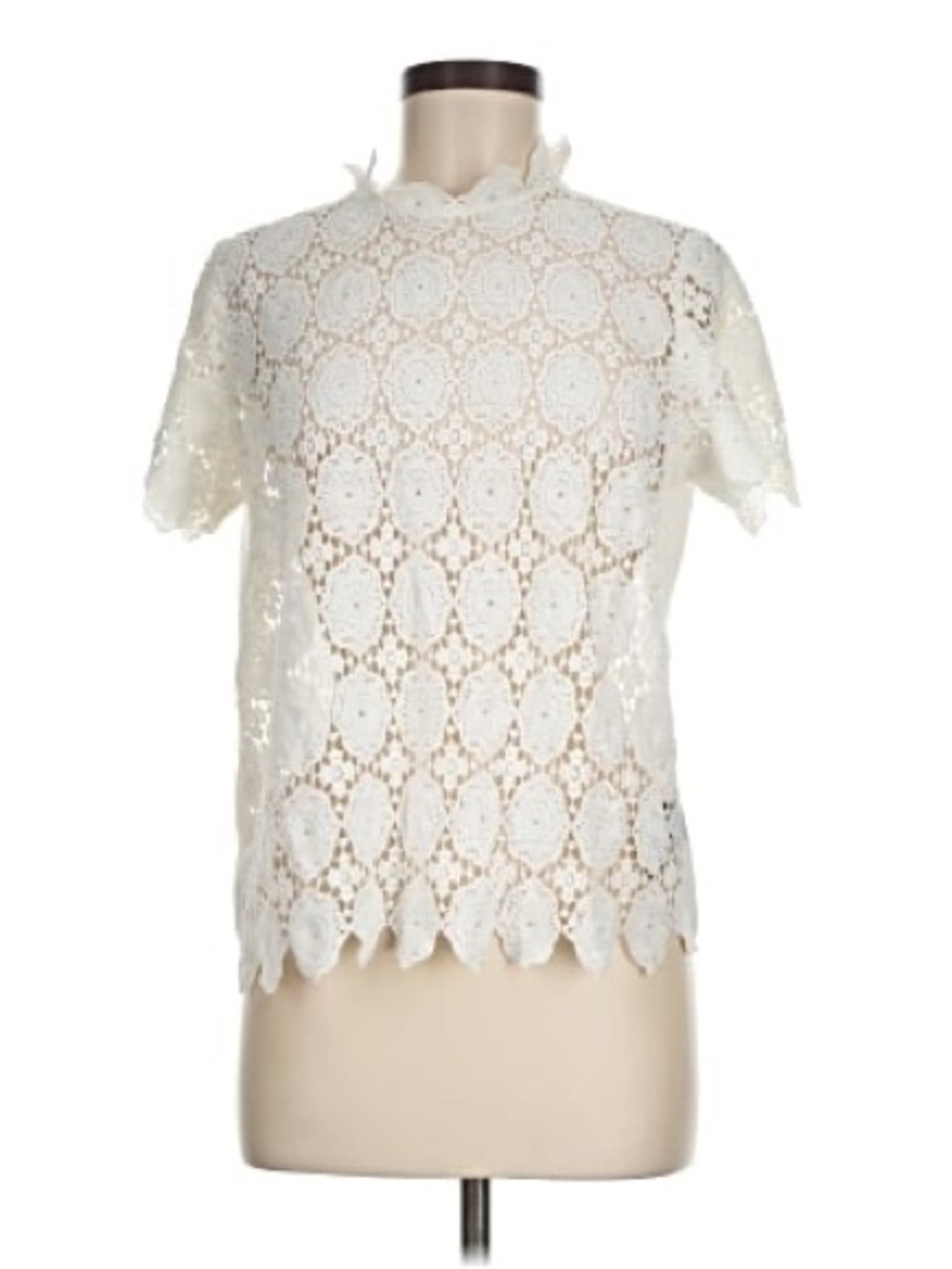 Who What Wear White Crochet Lace Short Sleeve Top